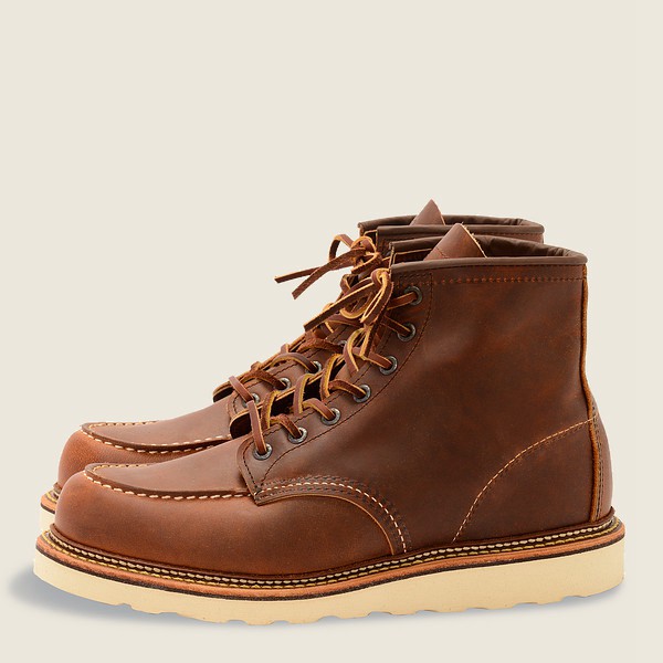 Mens Red Wing Classic Moc - 6-inchr Rough & Tough Leather - Heritage Boots Brown - IJX584902